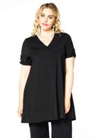 Yoek Tunic V-neck rolled sleeve COCO | Zwart | Maat 54/56