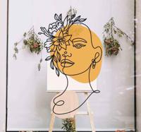 Stickers raam Minimalistisch portret van een vrouw