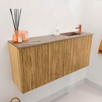 Toiletmeubel Mondiaz Joya Dlux | 90 cm | Meubelkleur Oak | Faye wastafel Arena Wasbak Rechts | 1 kraangat