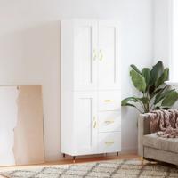 Hoge kast 69,5x34x180 cm bewerkt hout wit