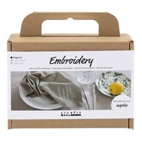 Creativ Company Mini hobbyset borduren servet dusty groen