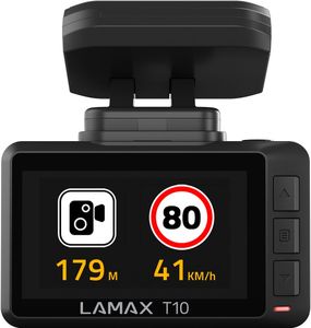 Lamax T10 Dashcam met GPS Kijkhoek horizontaal (max.): 170 ° Gegevensweergave in video, G-sensor, WDR, Videoloop, Automatische start, GPS met radarherkenning,