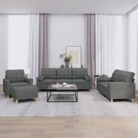 4-delige Loungeset met kussens stof donkergrijs