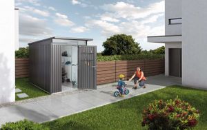 Biohort Metalen Berging AvantGarde ECO A3 180x260x218 cm met enkele deur- Lessenaarsdak- Metaal- Biohort