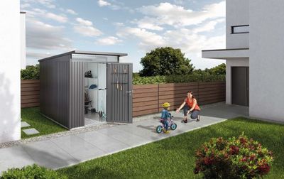 Biohort Metalen Berging AvantGarde ECO A3 180x300x218 cm met enkele deur- Lessenaarsdak- Metaal- Biohort