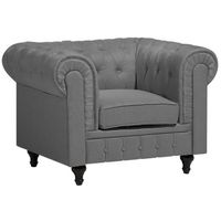 Beliani CHESTERFIELD - Fauteuil-Grijs-Polyester - thumbnail