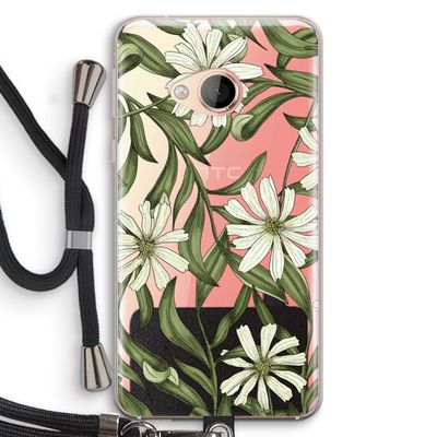 Wit bloemenpatroon: HTC U Play Transparant Hoesje met koord