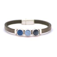 Qoss Taupe Armband Milo Capri Blauw - Maat M