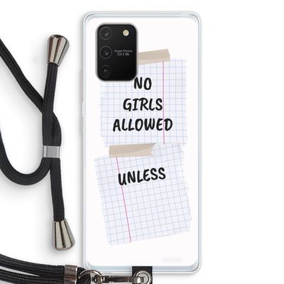No Girls Allowed Unless: Samsung Galaxy S10 Lite Transparant Hoesje met koord