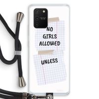 No Girls Allowed Unless: Samsung Galaxy S10 Lite Transparant Hoesje met koord