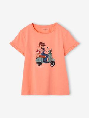 Meisjes T-shirt "fiets" koraal