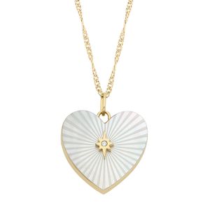 Fossil JF04430710 Ketting Butterfly staal-parelmoer goudkleurig-wit 40-46 cm