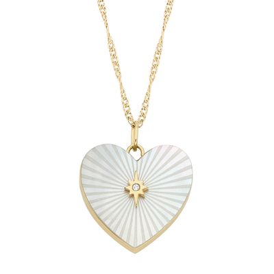 Fossil JF04430710 Ketting Butterfly staal-parelmoer goudkleurig-wit 40-46 cm