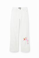 Wide leg spijkerbroek met Roze Panther - WHITE - 42