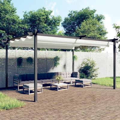Tuinprieel met uittrekbaar dak 4x3 m crmekleurig