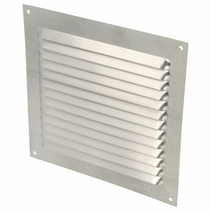 AMIG Ventilatie/muurrooster met gaas - 150 x 150mm - aluminium - zilver - schoepenrooster