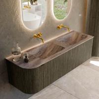 Badmeubel Mondiaz Kurve-Dlux | 145 cm | Meubelkleur Shadow | Wastafelkleur Oza | Solid surface | Dubbel / Rechts spoelbak | Zonder kraangat(en)