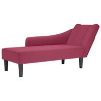 Chaise longue met rechterarmleuning fluweel wijnrood