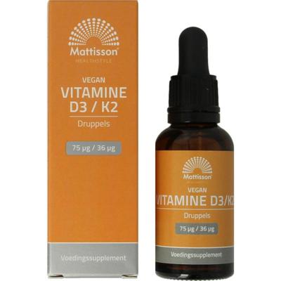 Mattisson Vitamine D3/K2 75mcg/36mcg vegan druppels