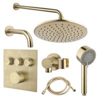 Wiesbaden Caral badset - 3 functies - handdouche 3 standen - hoofddouche 25cm - met garnituur - messing geborsteld SW373301 / SW373438 / SW373482 / SW647697 / SW7062 Wiesbaden Caral badset - 3 functies - handdouche 3 standen - hoofddouche 25cm - met garnituur - messing geborsteld SW373301 / SW373438 / SW373482 / SW647697 / SW7062