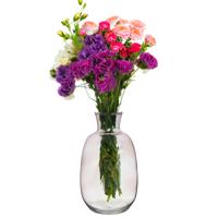 Giftdecor Bloemenvaas Crystal - luxe deco glas - grijs transparant - D21 x H36 cm - ovale bol vaas