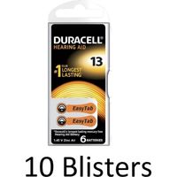 60 Stuks (10 Blisters a 6 st) duracell Batterij da13 hearing aid - thumbnail