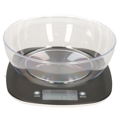 Digitale keukenweegschaal met kom van kunststof zwart max 5 kilo