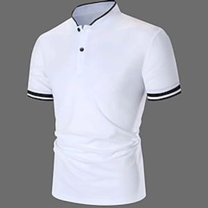 Voor heren POLO Shirt Kraagloze golfshirts Casual Feestdagen Opstaand Korte mouw Modieus Basic Effen nappi Zomer Normale pasvorm Zwart Wit Bordeaux POLO Shirt Lightinthebox