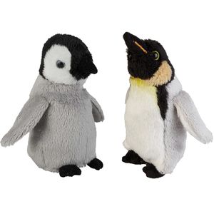 Zuidpool serie pluche knuffels 2x stuks - Pinguin met kuiken van 15 cm