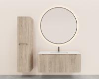 Onderkast Wiesbaden Sulora 120x48 cm Afgeronde Hoeken Geribbeld Met 1 Lade 1 Uitsparing Licht Eiken