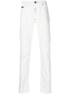 Philipp Plein jean slim à plaque logo - Blanc