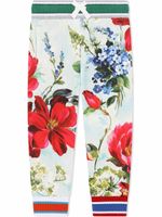 Dolce & Gabbana Kids pantalon à logo brodé - Bleu