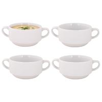 Soepkommen Essential - 4x - wit - D11 x 6 cm - porselein - schaaltjes met oren