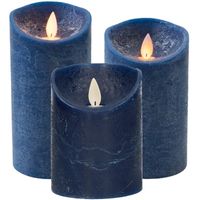 Set van 3x stuks Donkerblauwe Led kaarsen met bewegende vlam - thumbnail