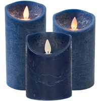 Set van 3x stuks Donkerblauwe Led kaarsen met bewegende vlam