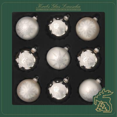 Krebs Kerstballen - 9 stuks - zilver - glas - 8 cm
