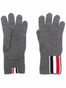 Thom Browne gants en laine mérinos à bande tricolore - Gris