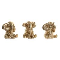 Decoratieve figuren Home ESPRIT Gouden Olifant 13 x 12 x 14 cm (3 Stuks)