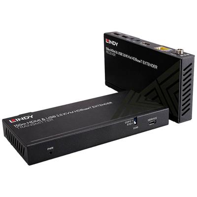 LINDY Cat.6 HDBaseT KVM Extender HDBaseT-extenderset (zender + ontvanger) HDMI, Infrarood, USB-A 2.0 Via netwerkkabel RJ45 150 m