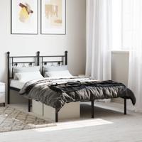 Bedframe met hoofdbord metaal zwart 120x190 cm