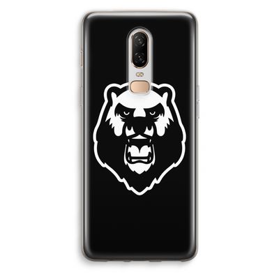 Angry Bear (black): OnePlus 6 Transparant Hoesje