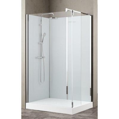 Nemo Stock Vidrio complete inloopdouche - 120x90x195cm - met zijwand 37cm - met garnituur - achterwand wit - douchebak wit - chroom RNAA12090H2-A
