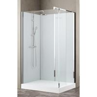 Nemo Stock Vidrio complete inloopdouche - 120x90x195cm - met zijwand 37cm - met garnituur - achterwand wit - douchebak wit - chroom RNAA12090H2-A