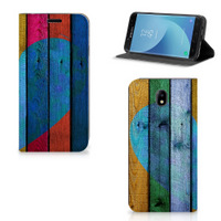 Samsung Galaxy J7 2017 | J7 Pro Book Wallet Case Wood Heart - Cadeau voor je Vriend - thumbnail