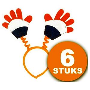 Oranje Diadeem 6 stuks Oranje Diadeem met Handjes Feestartikelen Oranje Hoofddeksel Feestkleding EK/WK Voetbal