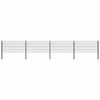 Schuttingpaneel met palen ijzer 694,5x80 cm groen