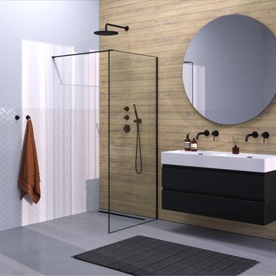 Inloopdouche Brauer Frame Set 1 Helder Glas 90x200 Met Muurprofiel En Lijst Rondom Mat Zwart Brauer