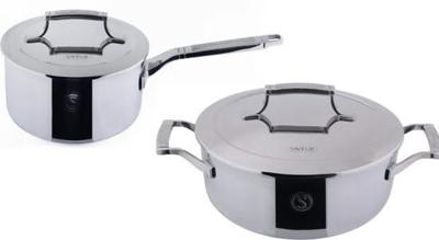 Saveur Selects Pannenset Voyage Series - Kookpan ø 25 cm & Steelpan ø 20 cm - TriPly RVS - Inductie en alle andere warmtebronnen - 2 Delig