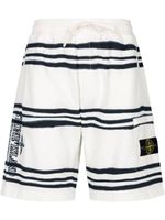 Supreme x Stone Island Warp short à rayures - Blanc