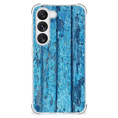 Samsung Galaxy S23 Stevig Telefoonhoesje Wood Blue Samsung Galaxy S23 Stevig Telefoonhoesje Wood Blue